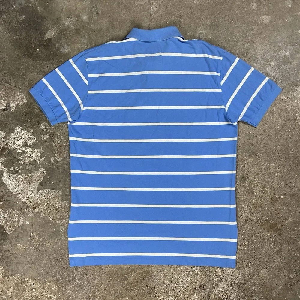 Vintage 90s Polo Ralph Lauren Polo Shirt Size XL Blue Striped Yellow Pony Logo